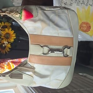 Coach Hampton Beige and Tan Shoulder Bag